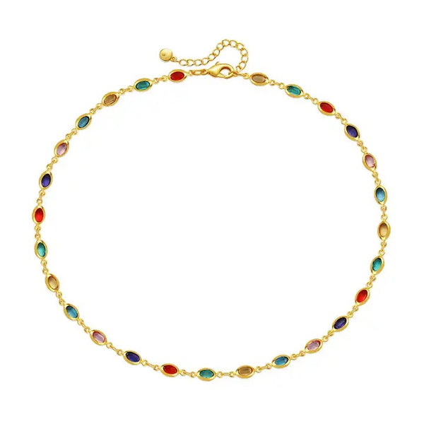 Svnx Multicolour Oval Chain Necklace