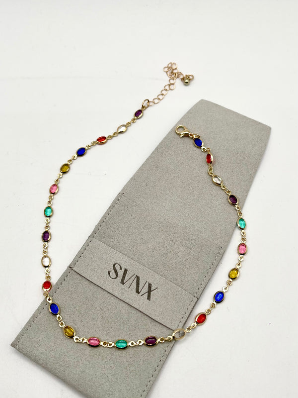svnx Multicolour Oval Chain Necklace