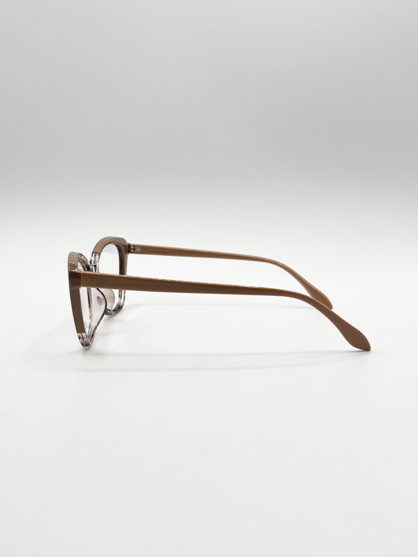 Svnx Nude Pink And Animal Print Clear Lens Glasses