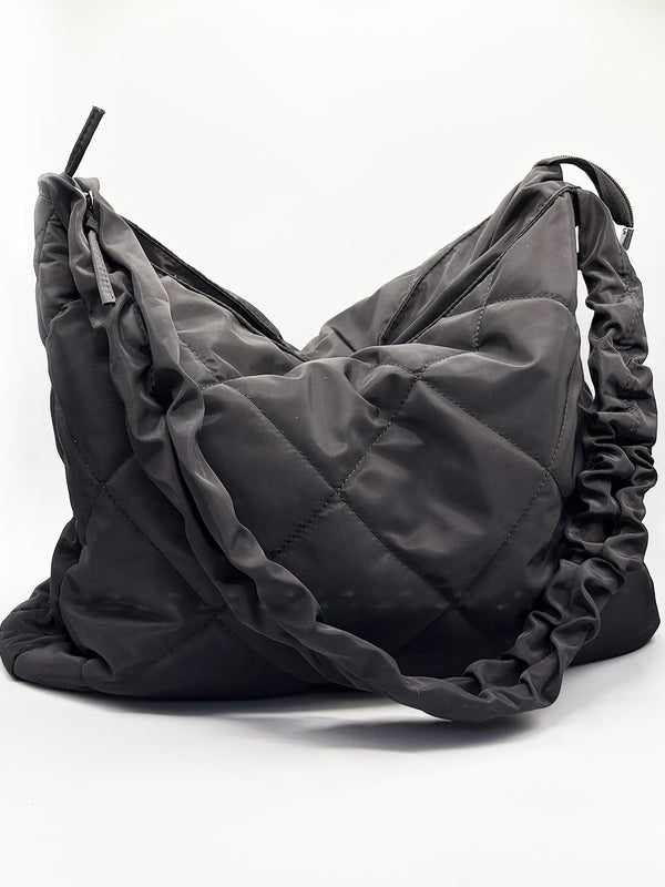 Svnx Nylon Quilted Shoulder Bag With Ruched Strap