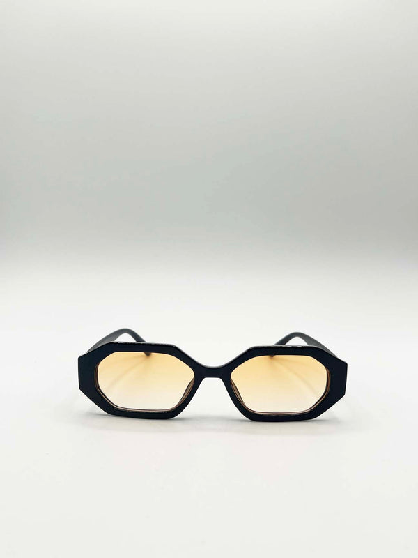 svnx Oval Geomentric Sunglasses in Black Orange