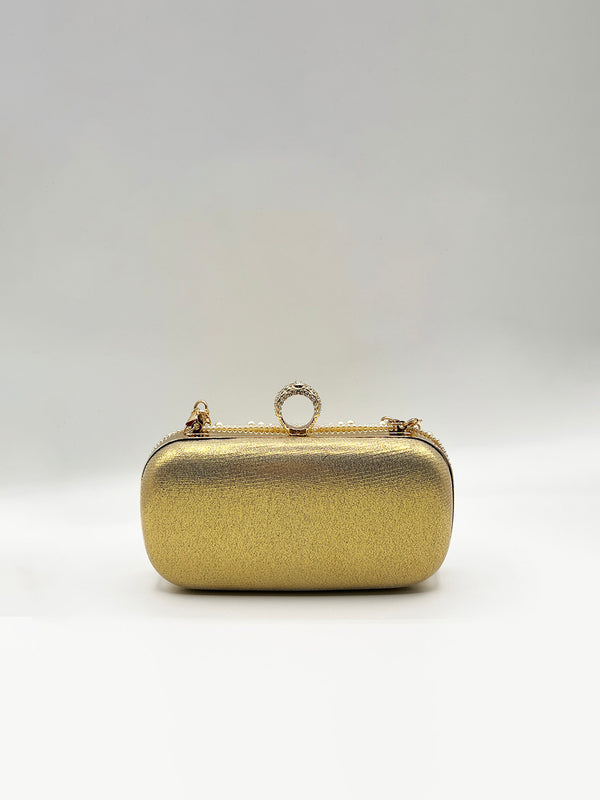 Svnx Oval Pearl Clutch Bag In Gold