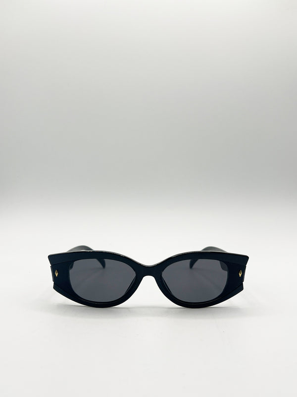 svnx Oval Rectangular Vintage Sunglasses in Black