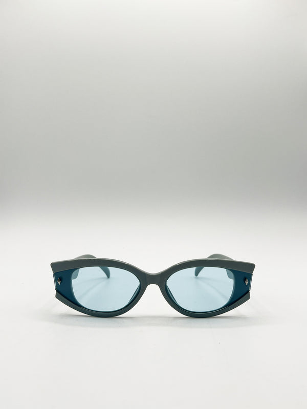 Svnx Oval Rectangular Vintage Sunglasses In Blue
