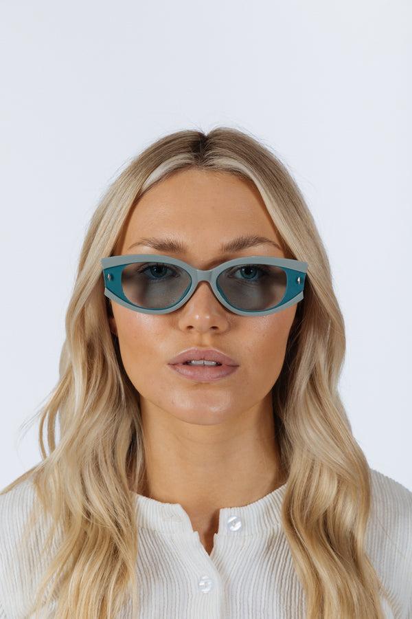 svnx Oval Rectangular Vintage Sunglasses in Blue