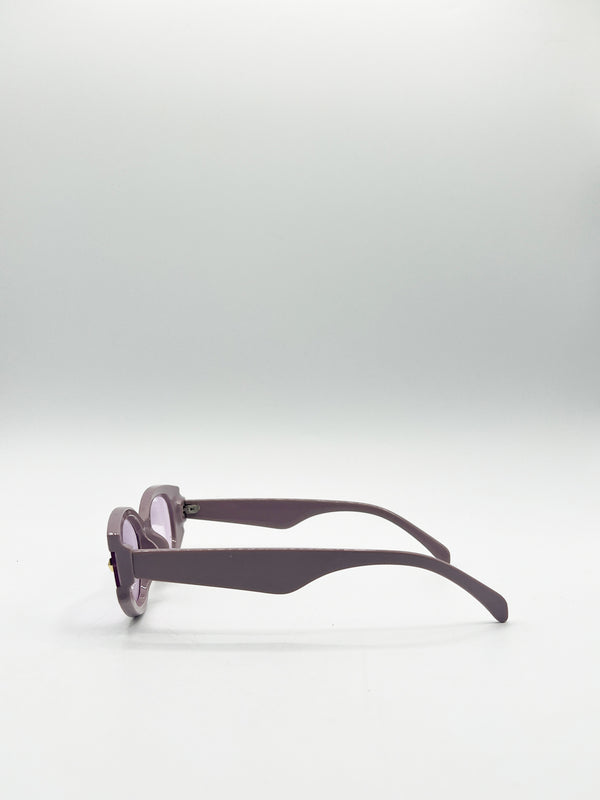 Svnx Oval Rectangular Vintage Sunglasses In Purple