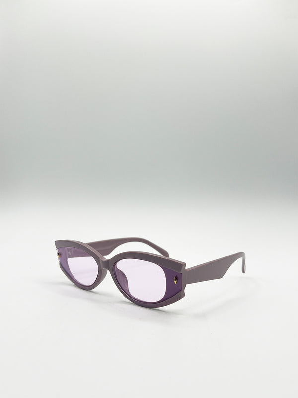 Svnx Oval Rectangular Vintage Sunglasses In Purple