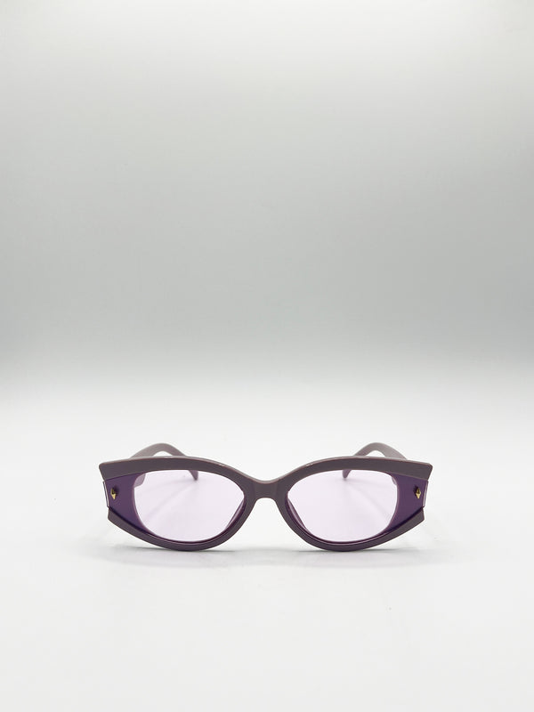 svnx Oval Rectangular Vintage Sunglasses in Purple