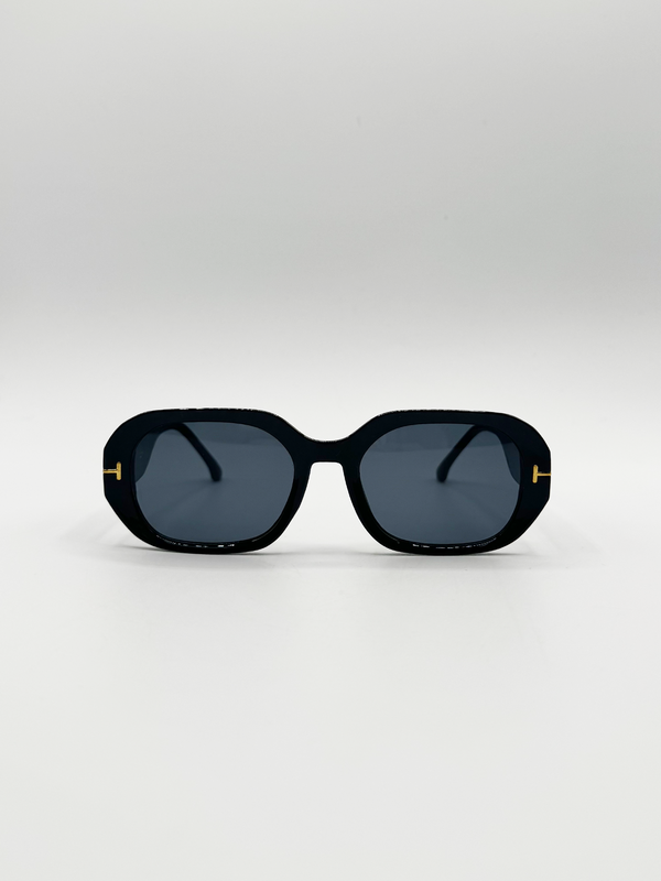 svnx Oval Sunglasses with Wide Arm in Black