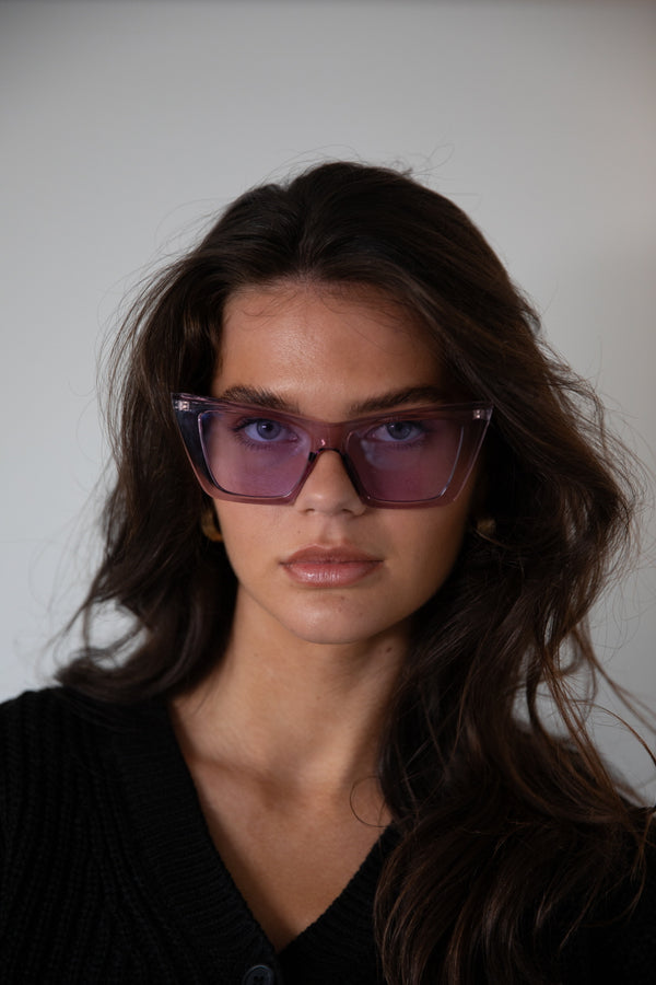Svnx Oversized Angular Cateye Sunglasses In Purple