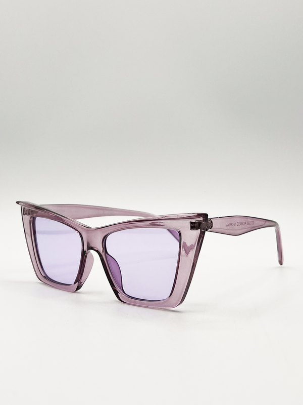 Svnx Oversized Angular Cateye Sunglasses In Purple