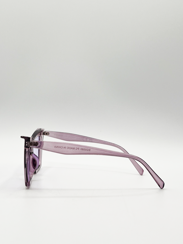 Svnx Oversized Angular Cateye Sunglasses In Purple