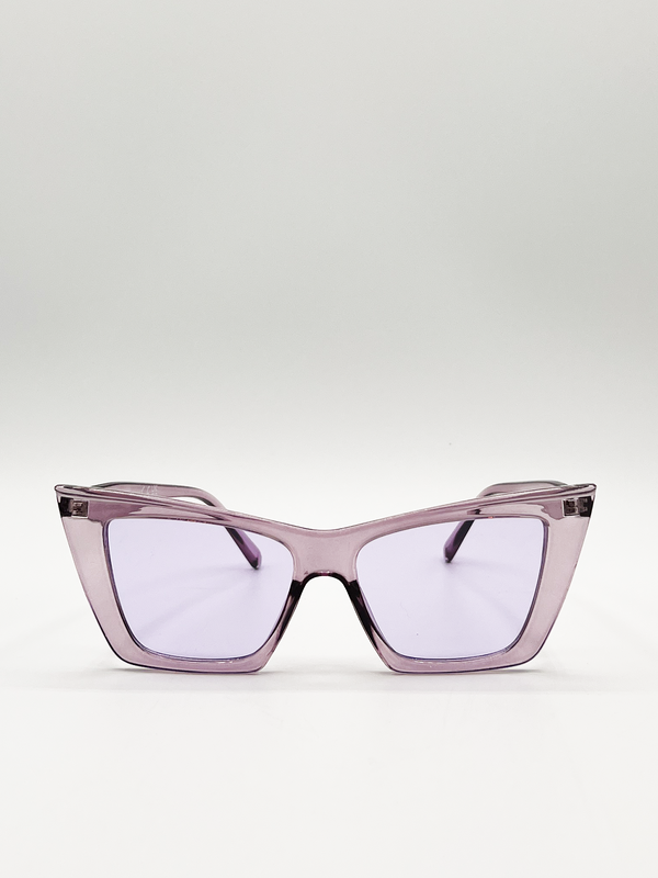 Svnx Oversized Angular Cateye Sunglasses In Purple