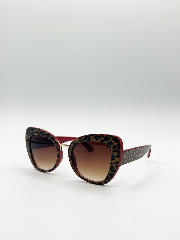 Svnx Oversized Cat-Eye Sunglasses In Brown Red