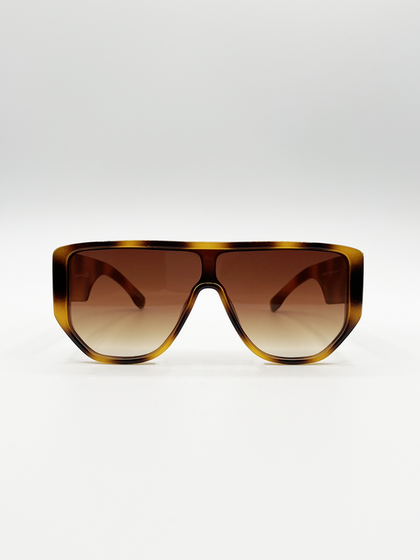 svnx Oversized Flat Top Spotty sunglasses in Brown