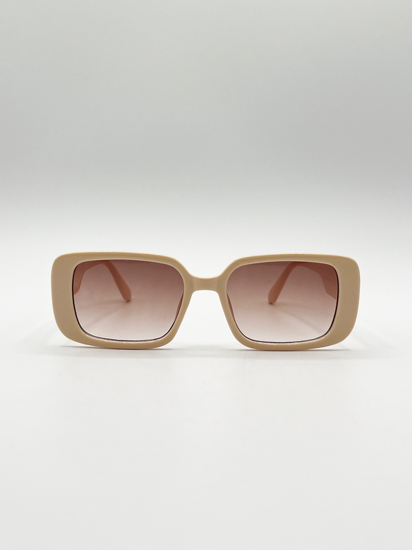 Svnx Oversized Rectangle Sunglasses In Beige