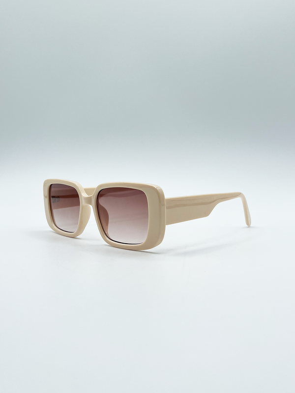 Svnx Oversized Rectangle Sunglasses In Beige