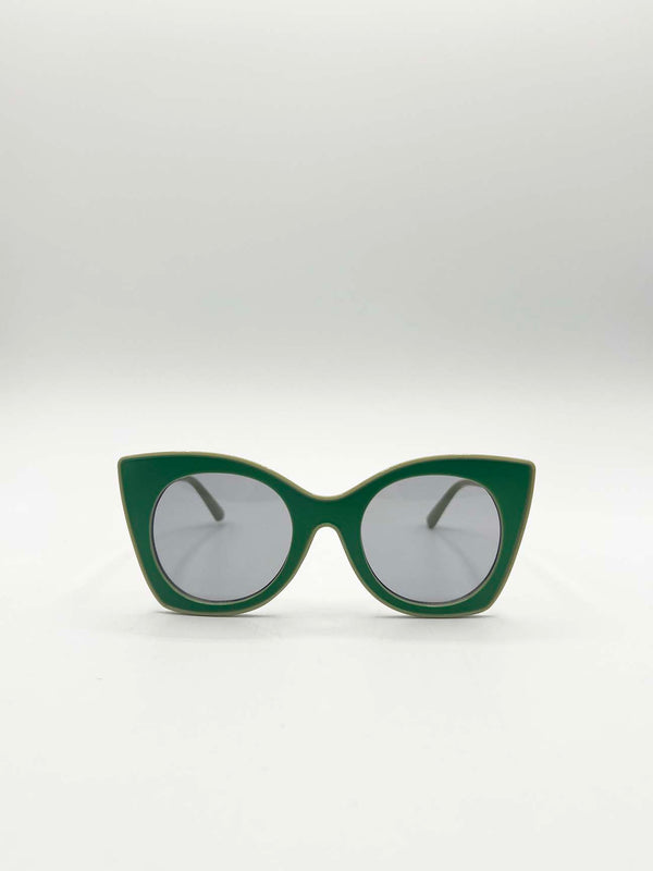 Svnx Oversized Round Cat-Eye Sunglasses In Green