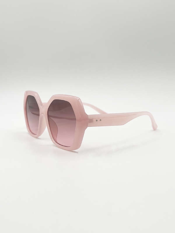 Svnx Oversized Rounded Angular Sunglasses In Pink
