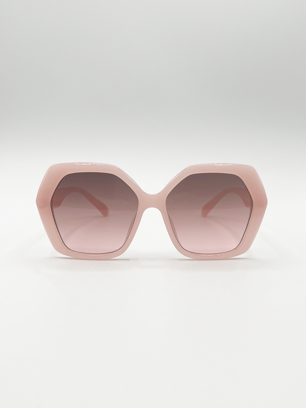 svnx Oversized Rounded Angular Sunglasses in Pink