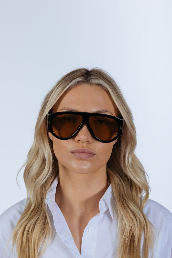 Svnx Oversized Rounded Sunglasses Black Brown