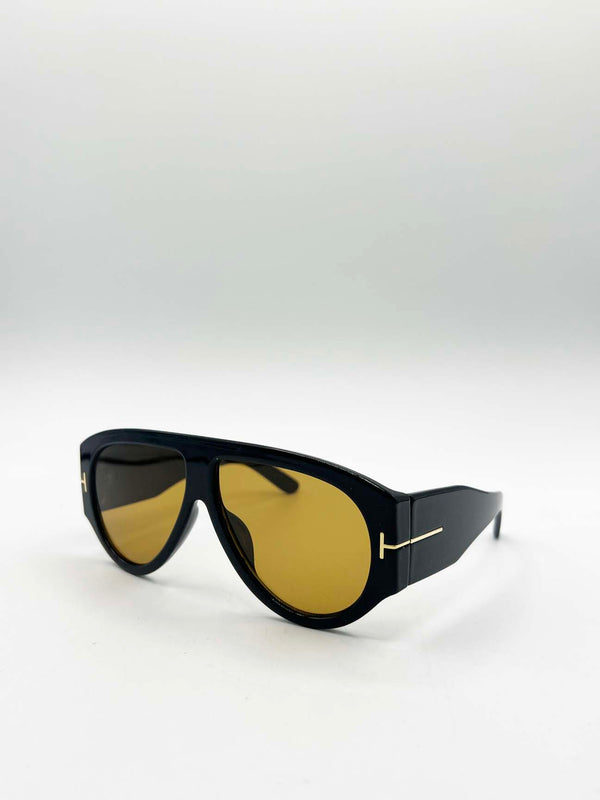 Svnx Oversized Rounded Sunglasses Black Brown