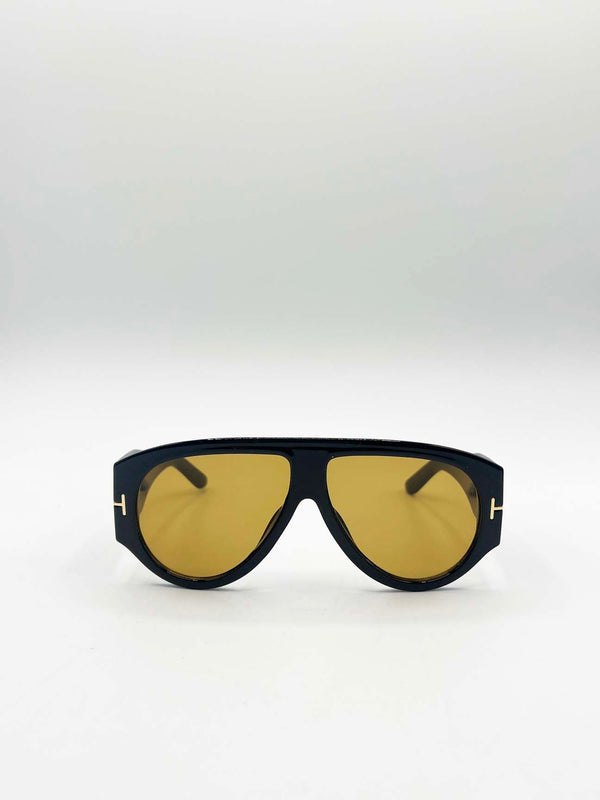 svnx Oversized Rounded Sunglasses Black Brown