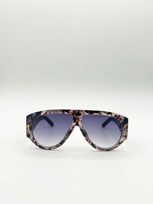 svnx Oversized Rounded Sunglasses Brown Black
