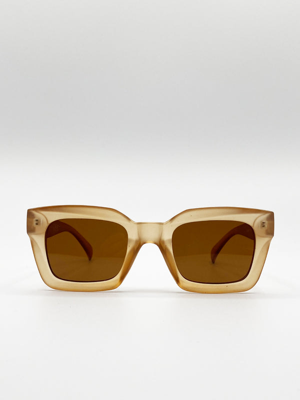 svnx Oversized Square Sunglasses In Matte Honey