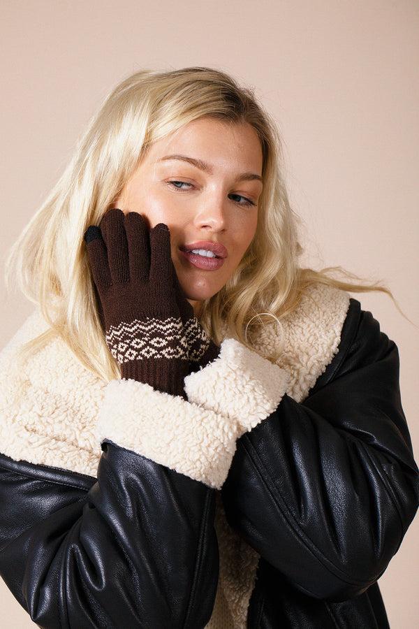 Svnx Pattern Gloves In Brown