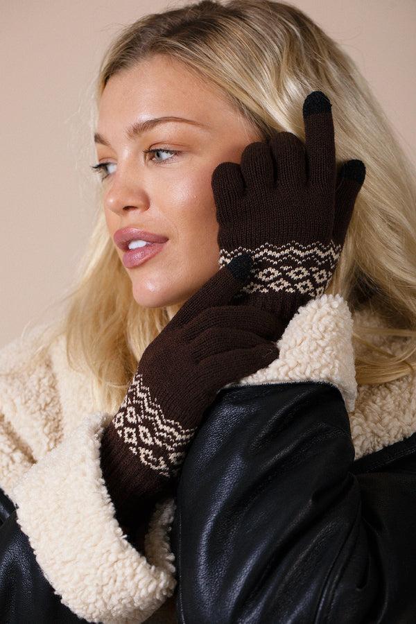 svnx Pattern Gloves In Brown