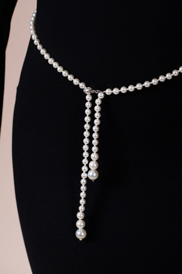 Svnx Pearl Chain Belt In Silver