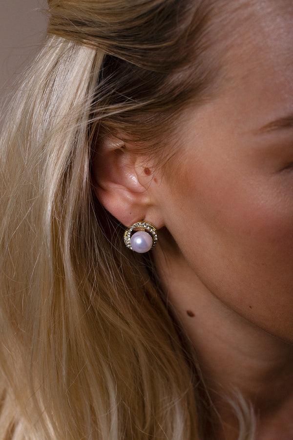 svnx Pearl Diamante Stud Earrings - Gift Boxed