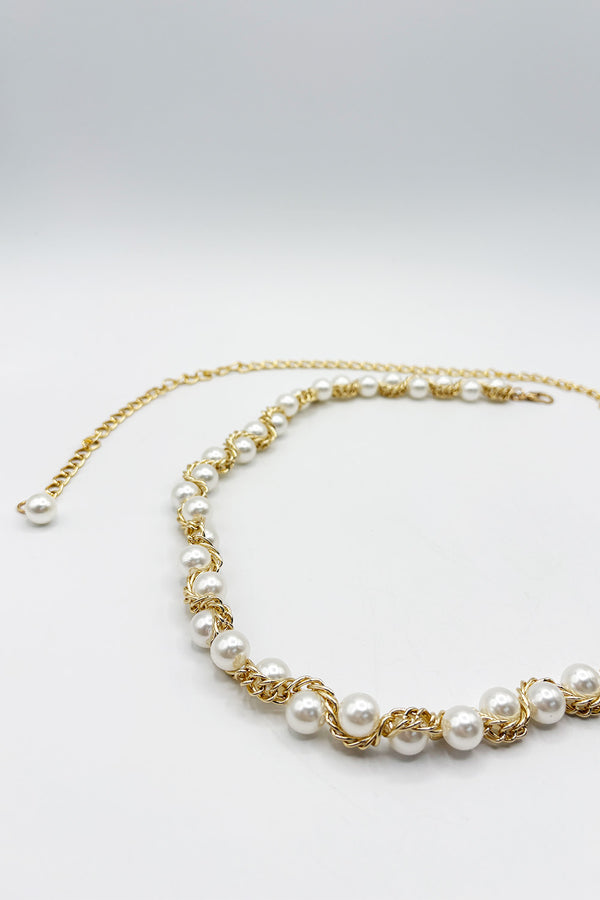 svnx Pearl Waist Chain Belt