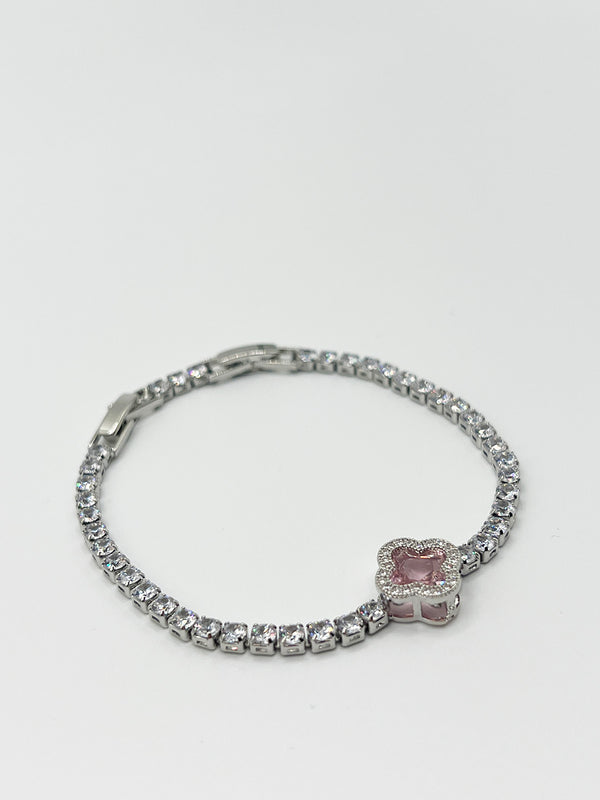 Svnx Pink Clover Diamante Bracelet - Gift Boxed