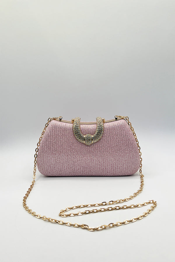 Svnx Pink Shimmer Clutch Bag