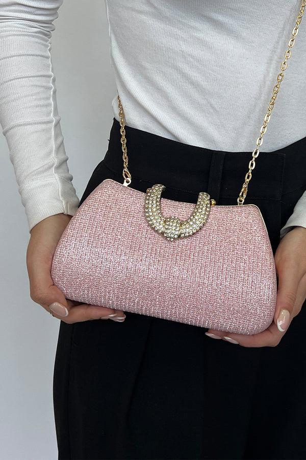 Svnx Pink Shimmer Clutch Bag