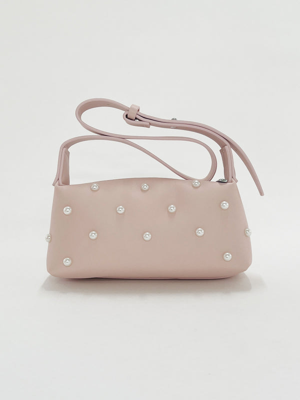 Svnx Pink Shoulder Bag With Pearl Studs