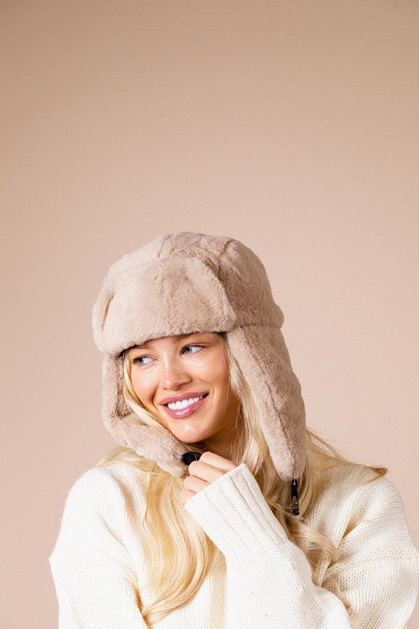 Svnx Plush Trapper Hat In Beige