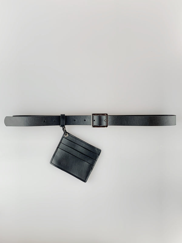 Svnx PU Leather Belt With Dettachable Card Holder