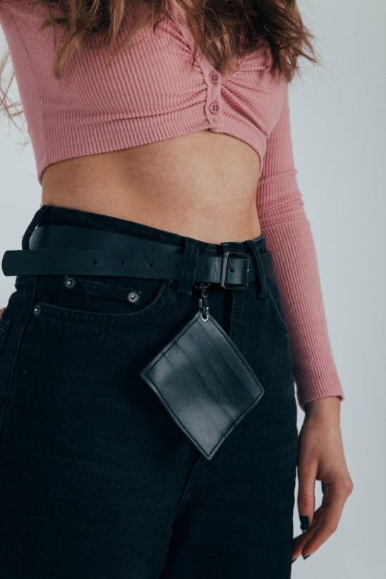 Svnx PU Leather Belt With Dettachable Card Holder