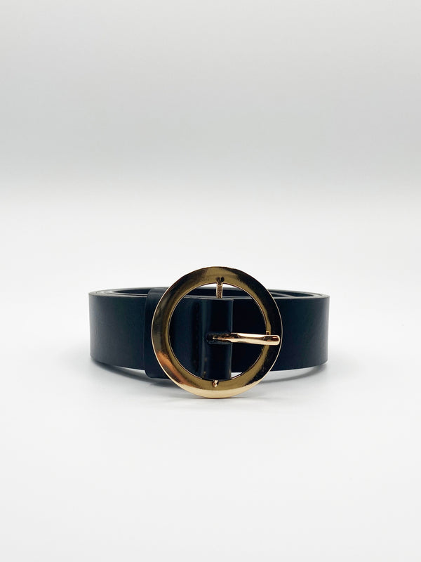 svnx PU Leather Belt With Round Buckle