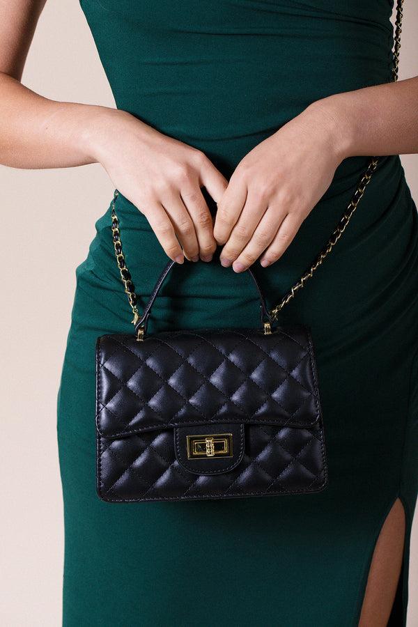 Svnx Quilted Top Handle Bag In Black