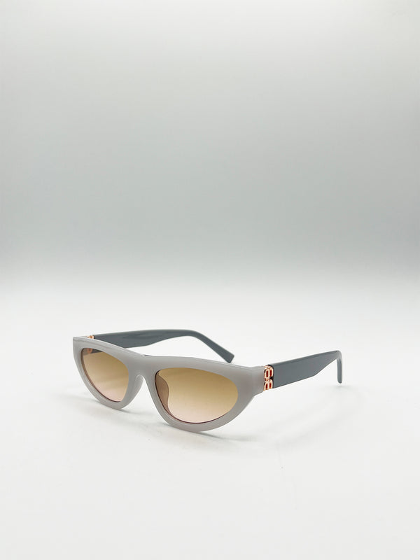 Svnx Retro Oval Sunglasses In Light Grey