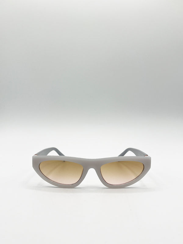 svnx Retro Oval Sunglasses in Light Grey