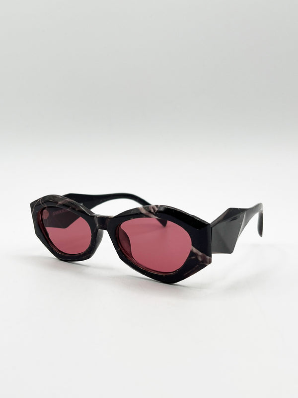 Svnx Retro Polygonal Cat-Eye Sunglasses In Red