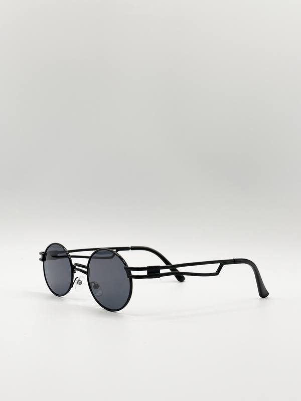 Svnx Retro Round Sunglasses In Black
