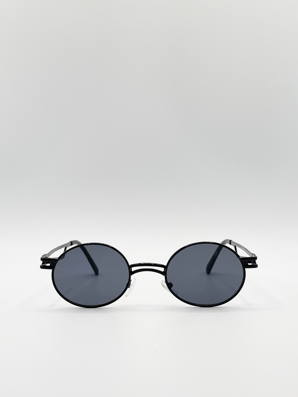svnx Retro Round Sunglasses in Black