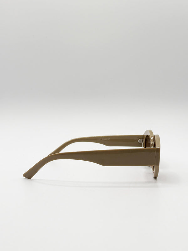 Svnx Retro Small Oval Sunglasses Beige