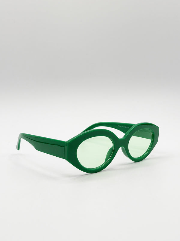 Svnx Retro Small Oval Sunglasses Green